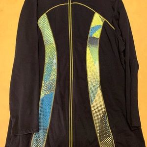 Navy blue and lime green zip up jacket